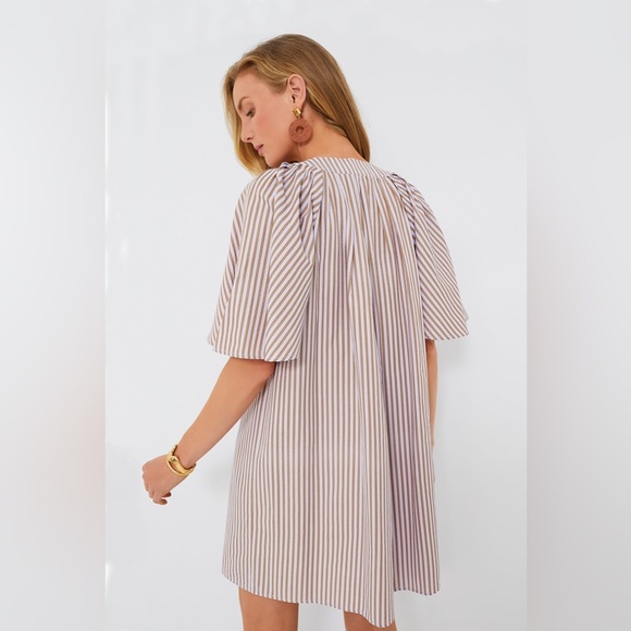 NWT Pomander Place by Tuckernuck Lilac Stripe Finley Flutter Sleeve Dress - Picture 2 of 6